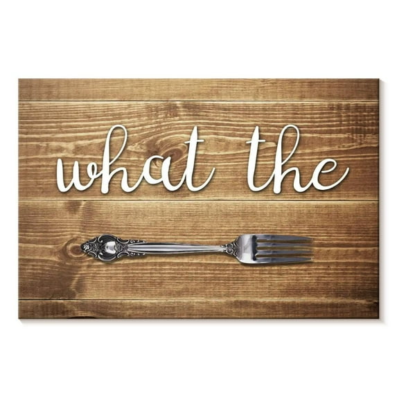 Elephant Stock What The Fork Wall Art - Horizontal Canvas Wall Art - Dining Room Wall Decor - Hobbies And Lifestyle Canvas - Brown And Silver Decor - 24" x 16"