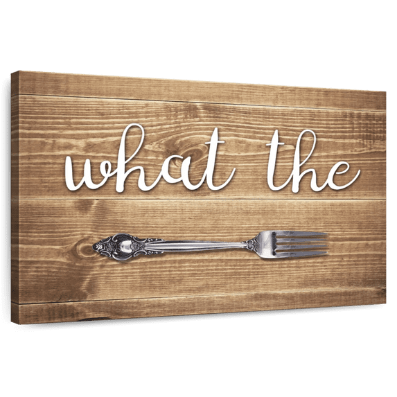 Elephant Stock What The Fork Wall Art - Horizontal Canvas Wall Art - Dining Room Wall Decor - Hobbies And Lifestyle Canvas - Brown And Silver Decor - 36" x 24"
