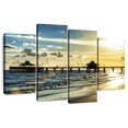 thumbnail image 1 of Elephant Stock Fort Myers Pier Wall Art - Horizontal Multi Panel Canvas - Living Room Wall Decor - Places Multi Panel - Gray And Blue Decor By Philippe Hugonnard - 43" x 27", 1 of 8
