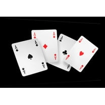 Elephant Stock Four Ace Cards Wall Art - Horizontal Canvas Wall Art - Hallway Wall Decor - Photography Hobbies And Lifestyle Canvas - Black And White Decor - 12" x 8"