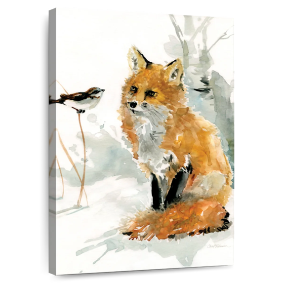 Elephant Stock Fox And Friend Wall Art - Vertical Canvas Wall Art - Living Room Wall Decor - Animal Canvas - White And Orange Decor By Carol Robinson - 32" x 48"