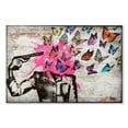 thumbnail image 1 of Elephant Stock Free The Butterflies Wall Art - Horizontal Canvas Wall Art - Living Room Wall Decor - Animal Canvas - Black And Pink Decor - 45" x 30", 1 of 4