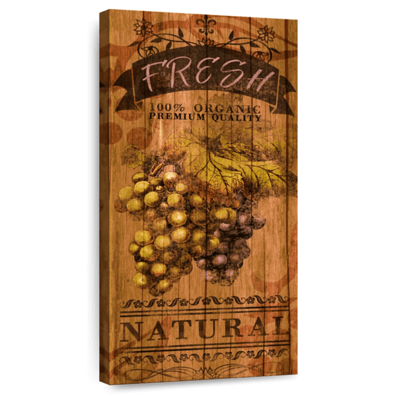 Elephant Stock Fresh Grapes Wall Sign Wall Art - Wall Signs Canvas Canvas - 15" x 30"