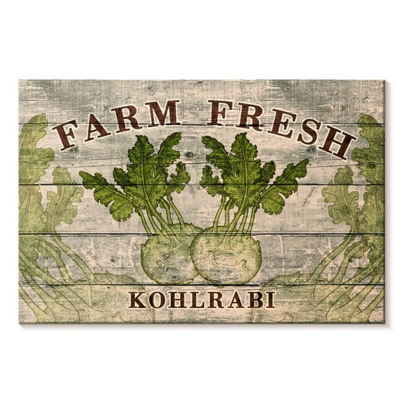 Elephant Stock Fresh Kohlrabi Wall Art - Horizontal Canvas Wall Art - Dining Room Wall Decor - Inspirational And Typography Canvas - Beige And Gray Decor - 51" x 34"