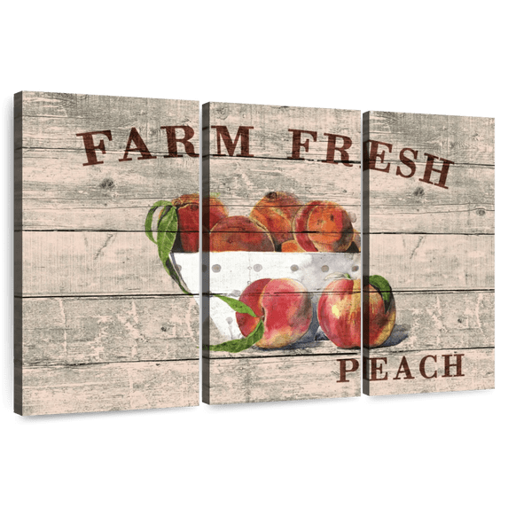 Elephant Stock Fresh Peach Wall Sign Wall Art - Horizontal Multi Panel Canvas - Dining Room Wall Decor - Wall Signs Multi Panel - Beige And Brown Decor - 45" x 28"