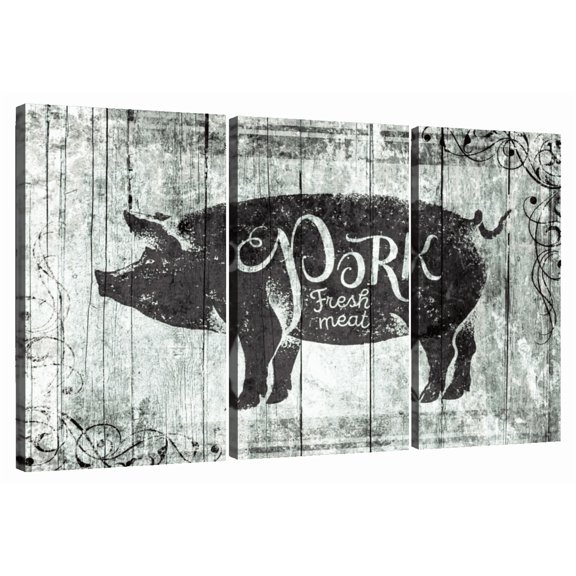 Elephant Stock Fresh Pork Wall Sign Wall Art - Wall Signs Multi Panel Canvas - 33" x 20"
