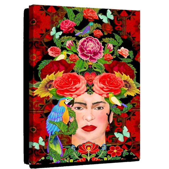 Elephant Stock Frida A Love Story Wall Art - Vertical Canvas Wall Art - Living Room Wall Decor - People Canvas - Red And Green Decor By Hue And Mi And Sangita - 32" x 48"