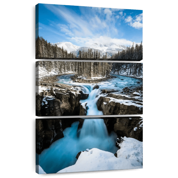 Elephant Stock Frosty Waterfall Wall Art - Vertical Multi Panel Canvas - Hallway Wall Decor - Nature Multi Panel - Blue And Turquoise Decor By Lucas Moore - 32" x 50"