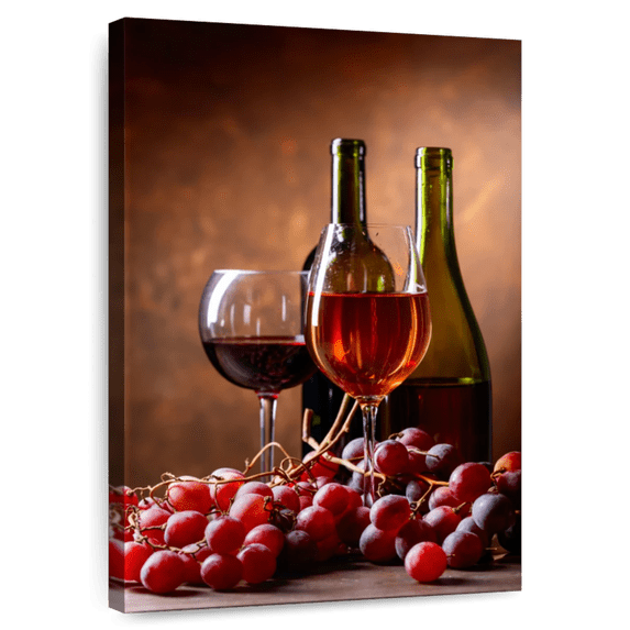 Elephant Stock Fruity Red Wine Wall Art - Vertical Canvas Wall Art - Dining Room Wall Decor - Food And Drink Canvas - Red And Green Decor - 16" x 24"