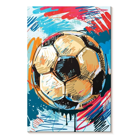 Elephant Stock Fun Soccer Ball Wall Art - Vertical Canvas Wall Art - Home Office Wall Decor - Sports Canvas - Brown And Yellow Decor - 8" x 12"