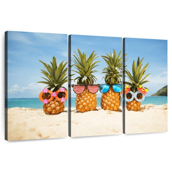 Elephant Stock Funny Pineapple Fruit Wall Art - Horizontal Multi Panel Canvas - Living Room Wall Decor - Humor Multi Panel - Orange And Green Decor - 57" x 36"