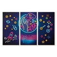 thumbnail image 1 of Elephant Stock Game Room Neon Symbols Wall Art - Horizontal Multi Panel Canvas - Living Room Wall Decor - Pop Culture Multi Panel - Yellow And Pink Decor - 23" x 14", 1 of 4