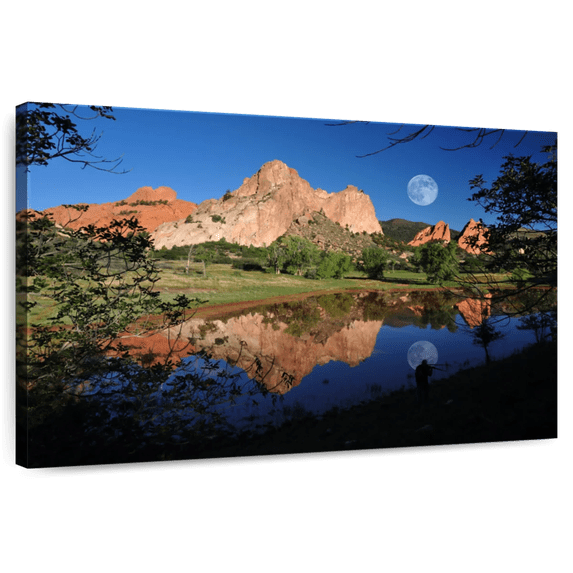Elephant Stock Garden Of The Gods Lake Wall Art - Horizontal Canvas Wall Art - Living Room Wall Decor - Nature Canvas - Blue And Beige Decor - 36" x 24"