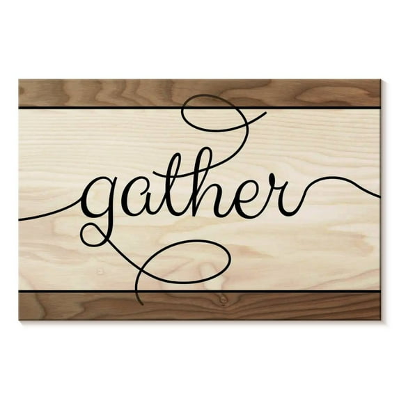 Elephant Stock Gather Typography Iii Wall Art - Horizontal Canvas Wall Art - Living Room Wall Decor - Wall Signs Canvas - Beige And Brown Decor - 39" x 26"