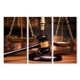 thumbnail image 1 of Elephant Stock Gavel And Scales Wall Art - Horizontal Multi Panel Canvas - Living Room Wall Decor - Profession Multi Panel - Brown And Gold Decor - 23" x 14", 1 of 4