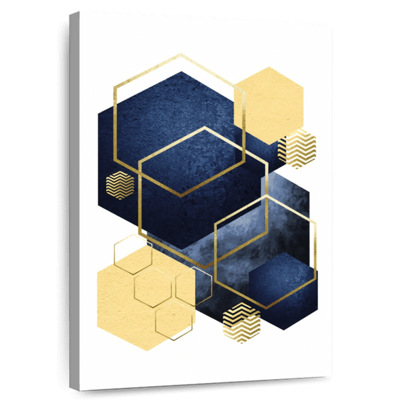 Elephant Stock Geometric Greek Odyssey Wall Art - Vertical Canvas Wall Art - Living Room Wall Decor - Abstract Canvas - Yellow And Blue Decor By Urban Epiphany - 20" x 30"