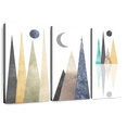 thumbnail image 1 of Elephant Stock Geometric Mountain Scene Wall Art - Horizontal Multi Panel Canvas - Living Room Wall Decor - Nature Multi Panel - White And Gold Decor - 45" x 28", 1 of 8