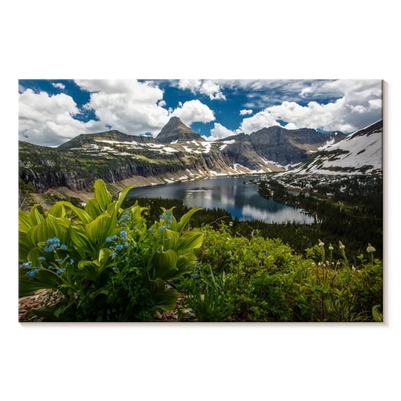 Elephant Stock Glacier National Park Lake Wall Art - Horizontal Canvas Wall Art - Living Room Wall Decor - Nature Canvas - White And Blue Decor - 12" x 8"