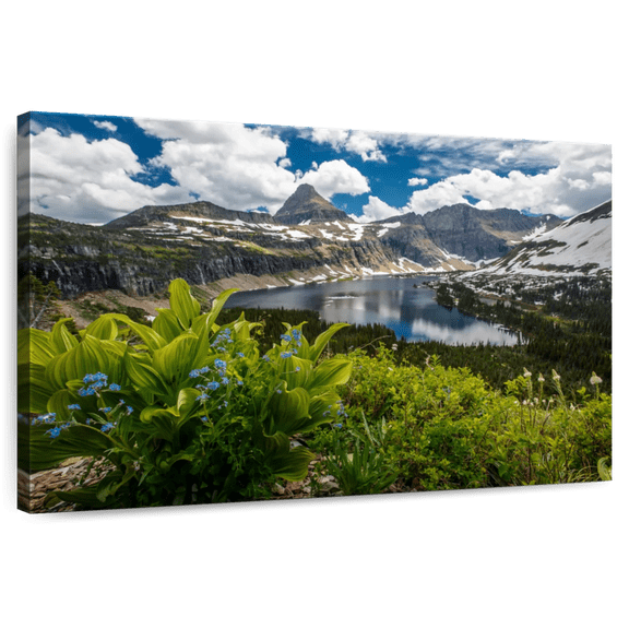 Elephant Stock Glacier National Park Lake Wall Art - Horizontal Canvas Wall Art - Living Room Wall Decor - Nature Canvas - White And Blue Decor - 12" x 8"