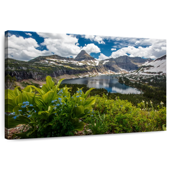 Elephant Stock Glacier National Park Lake Wall Art - Horizontal Canvas Wall Art - Living Room Wall Decor - Nature Canvas - White And Blue Decor - 24" x 16"