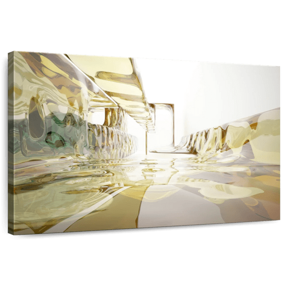 Elephant Stock Glass Room Abstract Wall Art - Horizontal Canvas Wall Art - Living Room Wall Decor - Abstract Canvas - Yellow And Beige Decor - 30" x 20"