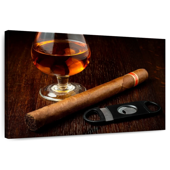 Elephant Stock Glass Of Rum Wall Art - Horizontal Canvas Wall Art - Living Room Wall Decor - Food And Drink Canvas - Brown And Orange Decor - 30" x 20"