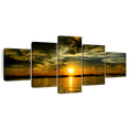 thumbnail image 1 of Elephant Stock Glowing Beach Sunset Wall Art - Horizontal Multi Panel Canvas - Living Room Wall Decor - Nature Multi Panel - Black And Brown Decor - 92" x 42", 1 of 8