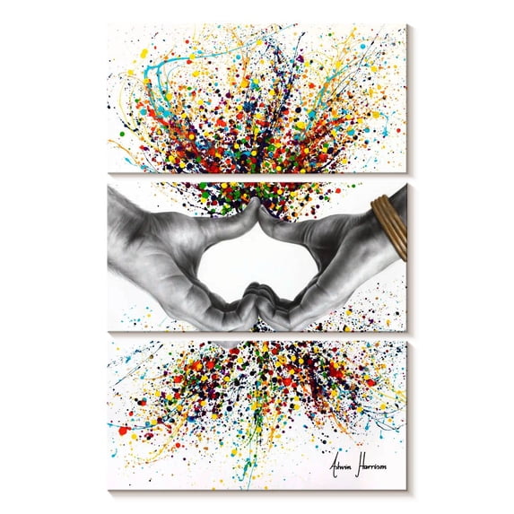 Elephant Stock Let's Go Together Wall Art - Vertical Multi Panel Canvas - Living Room Wall Decor - Love Multi Panel - Gray And Orange Decor By Ashvin Harrison - 14" x 23"