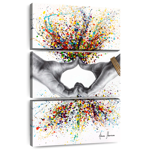 Elephant Stock Let's Go Together Wall Art - Vertical Multi Panel Canvas - Living Room Wall Decor - Love Multi Panel - Gray And Orange Decor By Ashvin Harrison - 24" x 38"