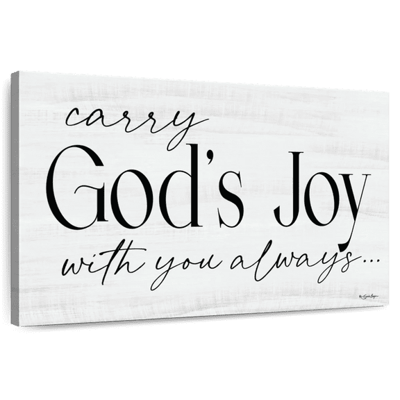 Elephant Stock God's Joy Wall Art - Horizontal Canvas Wall Art - Living Room Wall Decor - Inspirational And Typography Canvas - Gray And Black Decor By Susie Boyer - 12" x 8"
