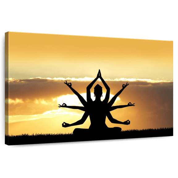 Elephant Stock Goddess Kali Wall Art - Horizontal Canvas Wall Art - Hallway Wall Decor - Photography Religion And Spirituality Canvas - Orange And Black Decor - 45" x 30"