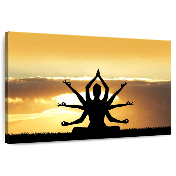 Elephant Stock Goddess Kali Wall Art - Horizontal Canvas Wall Art - Hallway Wall Decor - Photography Religion And Spirituality Canvas - Orange And Black Decor - 45" x 30"