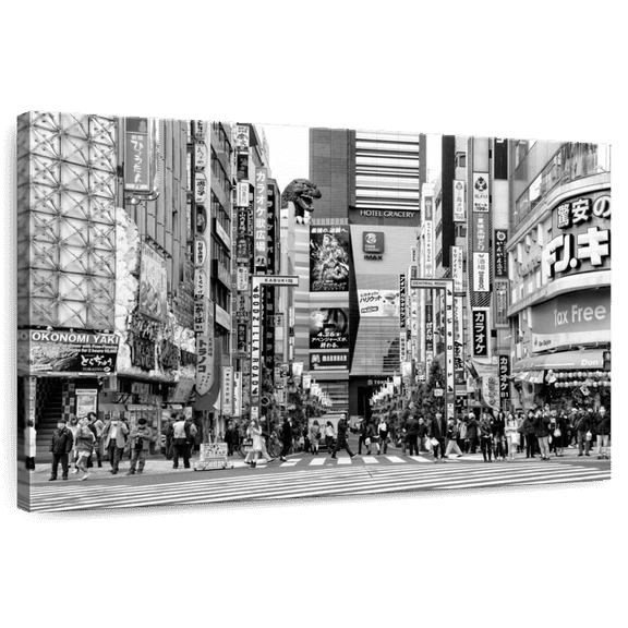 Elephant Stock Godzilla Road Wall Art - Horizontal Canvas Wall Art - Living Room Wall Decor - City Canvas - Black And Gray Decor By Philippe Hugonnard - 51" x 34"