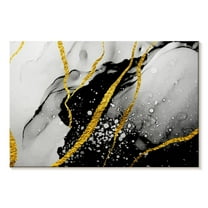 Elephant Stock Gold Foil Abstract Wall Art - Horizontal Canvas Wall Art - Living Room Wall Decor - Abstract Canvas - Black And Gray Decor - 12" x 8"