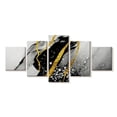 thumbnail image 1 of Elephant Stock Gold Foil Abstract Wall Art - Horizontal Multi Panel Canvas - Living Room Wall Decor - Abstract Multi Panel - Black And Gray Decor - 36" x 15", 1 of 4