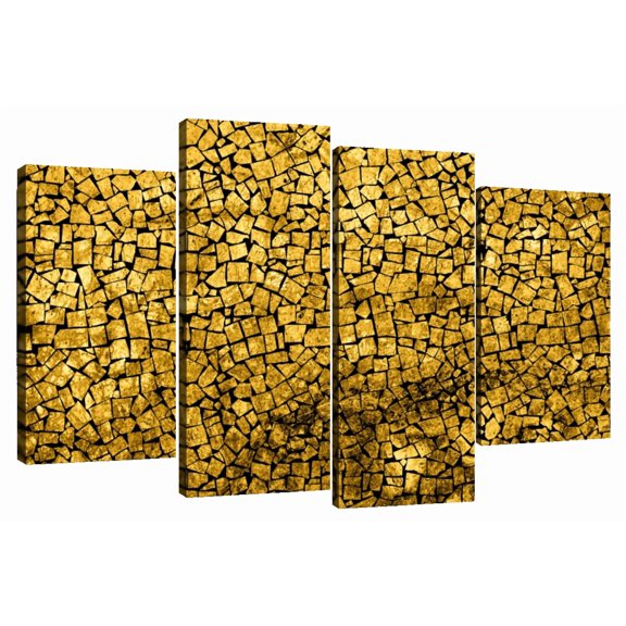 Elephant Stock Gold Mosaic Wall Art - Abstract Multi Panel Canvas - 36" x 22"