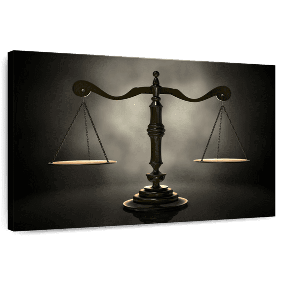 Elephant Stock Gold Scales Of Justice Wall Art - Horizontal Canvas Wall Art - Living Room Wall Decor - Profession Canvas - Black And Gray Decor - 45" x 30"