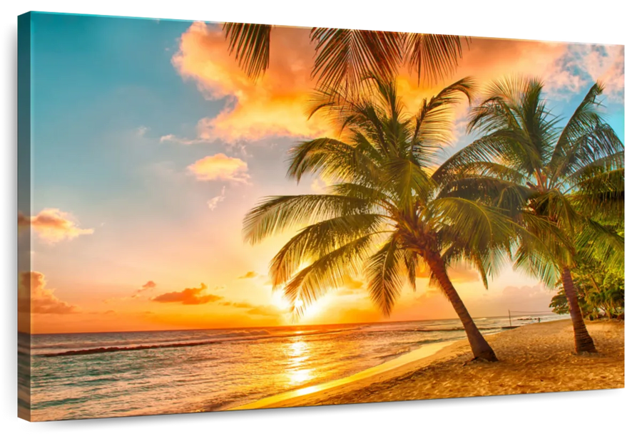 Elephant Stock Golden Barbados Beach Sunset Wall Art - Horizontal ...
