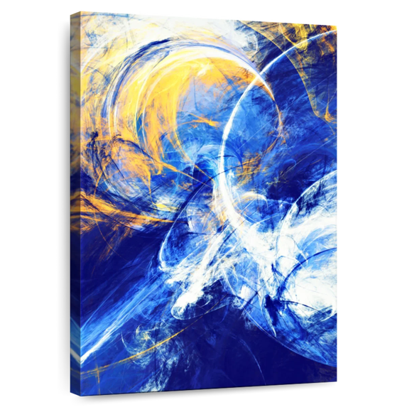 Elephant Stock Golden Blue Wall Art - Vertical Canvas Wall Art - Living Room Wall Decor - Abstract Canvas - Blue And Yellow Decor - 8" x 12"