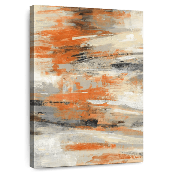 Elephant Stock Golden Dust Orange Ii Wall Art - Vertical Canvas Wall Art - Living Room Wall Decor - Abstract Canvas - Orange And Gray Decor By Silvia Vassileva - 16" x 24"