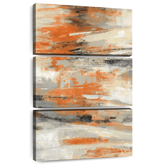 Elephant Stock Golden Dust Orange Ii Wall Art - Vertical Multi Panel Canvas - Living Room Wall Decor - Abstract Multi Panel - Orange And Gray Decor By Silvia Vassileva - 24" x 38"