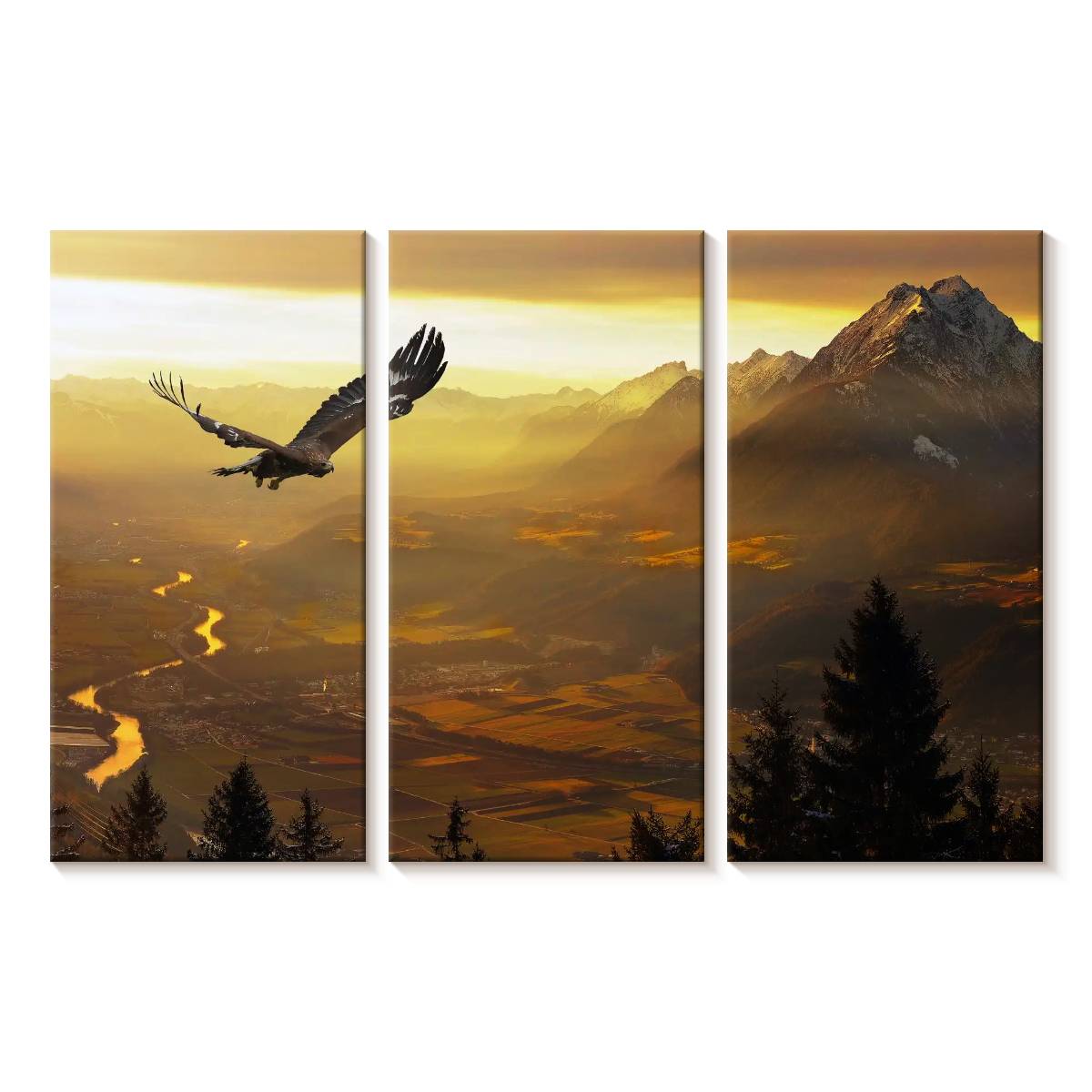 Elephant Stock Golden Eagle At Sunset Wall Art - Horizontal Multi Panel ...