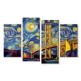 thumbnail image 1 of Elephant Stock Golden Gate Bridge Starry Night Wall Art - Horizontal Multi Panel Canvas - Living Room Wall Decor - Places Multi Panel - Blue And Yellow Decor - 24" x 14", 1 of 4