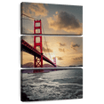 thumbnail image 1 of Elephant Stock Golden Gate Ocean Tide Wall Art - Vertical Multi Panel Canvas - Living Room Wall Decor - Architecture Multi Panel - Red And Blue Decor - 20" x 32", 1 of 8