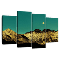 thumbnail image 1 of Elephant Stock Golden Mountain Range Wall Art - Horizontal Multi Panel Canvas - Living Room Wall Decor - Nature Multi Panel - Black And Teal Decor - 68" x 42", 1 of 8
