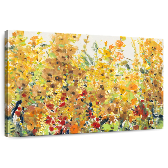 Elephant Stock Golden Summer Garden I Wall Art - Horizontal Canvas Wall Art - Living Room Wall Decor - Floral And Botanical Canvas - Orange And Green Decor By Tim O'toole - 39" x 26"
