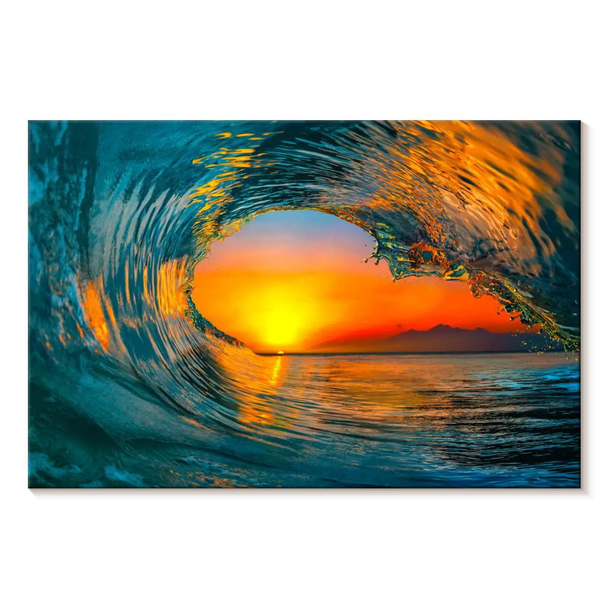 Elephant Stock Golden Sunset Wave Wall Art - Horizontal Canvas Wall Art ...