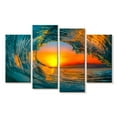 thumbnail image 1 of Elephant Stock Golden Sunset Wave Wall Art - Horizontal Multi Panel Canvas - Living Room Wall Decor - Beach Multi Panel - Gray And Brown Decor - 30" x 18", 1 of 4