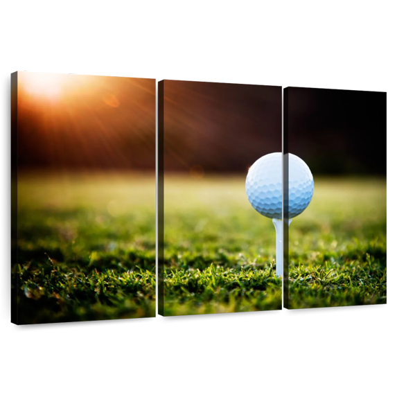Elephant Stock Golf Ball Tee Wall Art - Horizontal Multi Panel Canvas - Living Room Wall Decor - Hobbies And Lifestyle Multi Panel - Black And White Decor - 38" x 24"
