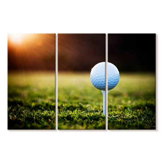 Elephant Stock Golf Ball Tee Wall Art - Horizontal Multi Panel Canvas - Living Room Wall Decor - Hobbies And Lifestyle Multi Panel - Black And White Decor - 38" x 24"